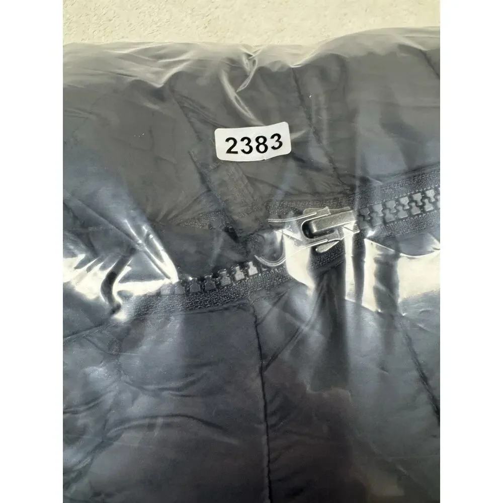 Lands End Girls L 10-12 Black Hooded Lightweight Puffer Jacket Full Zip